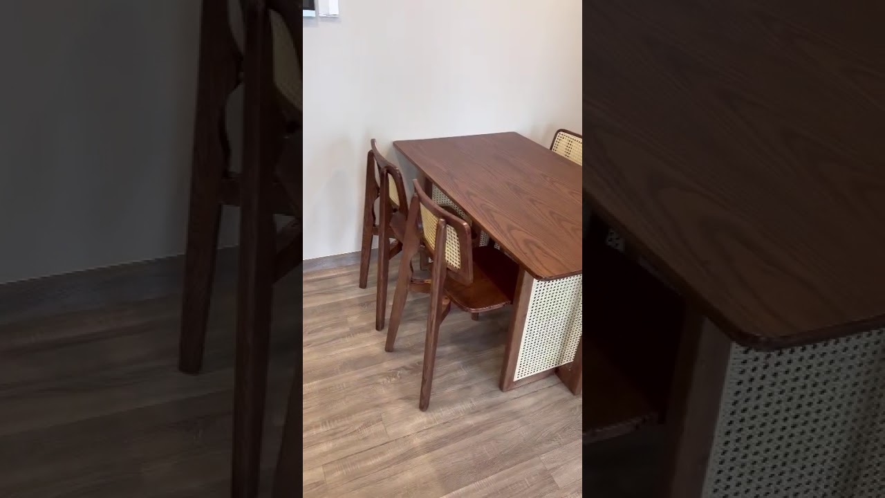 Bộ Bàn Ăn Gỗ Tự Nhiên Decor – Tựa Mây Vintage, Ấm Cúng & Sang Trọng
