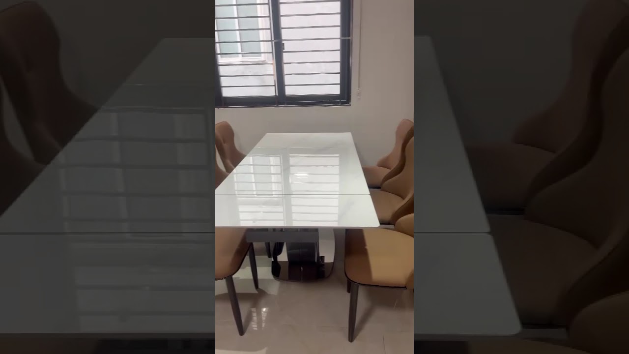 Bộ bàn ăn 6 ghế mặt đá thông minh có thể mở rộng, ghế ăn bọc da cao cấp - Tongkhonoithatgiadinh.com