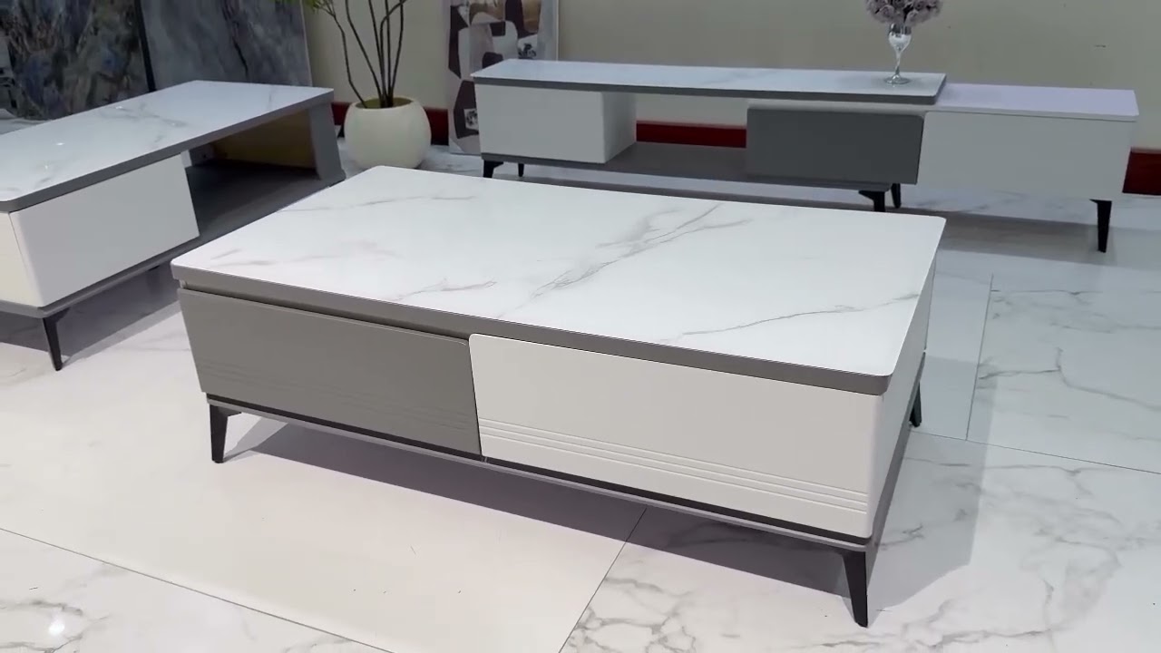 Bàn trà chữ nhật mặt đá, có ngăn kéo nhập khẩu  - tongkhonoithatgiadinh