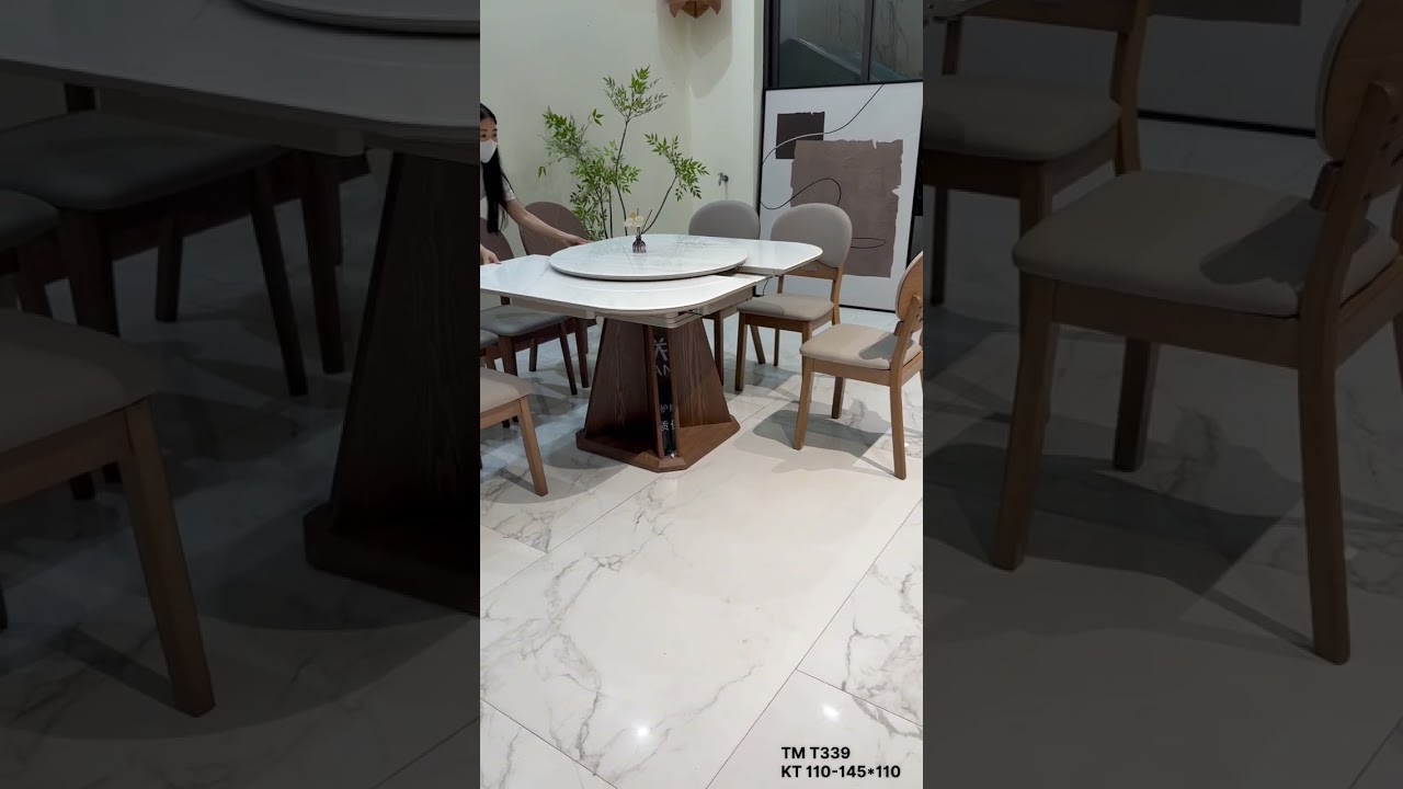 Bàn ăn thông minh 2 tầng, mặt đá vi tinh thể chân gỗ cao cấp - tongkhonoithatgiadinh.com