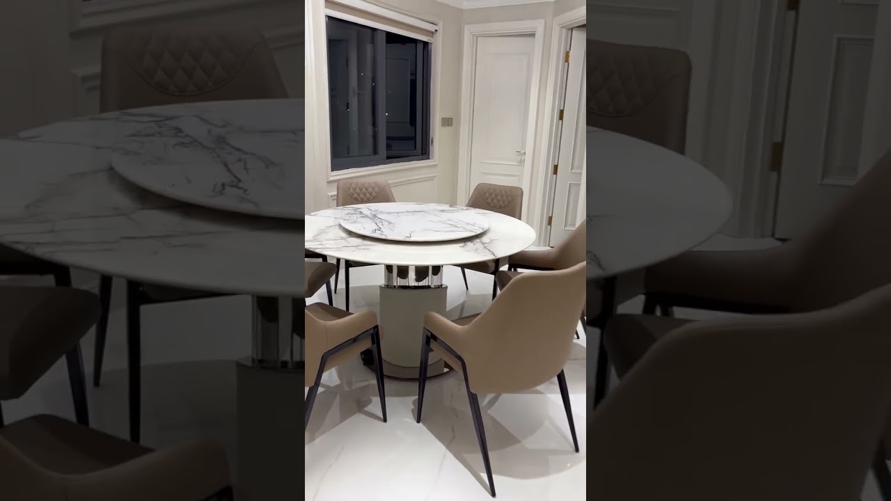 Bộ bàn ăn tròn xoay mặt đá cao cấp - tongkhonoithatgiadinh.com