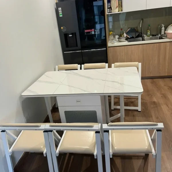 Bàn ăn thông minh 4 ghế gấp gọn mặt đá ceramic - SP2984 25 ban an thong minh 4 ghe gap gon mat da ceramic sp2984 20