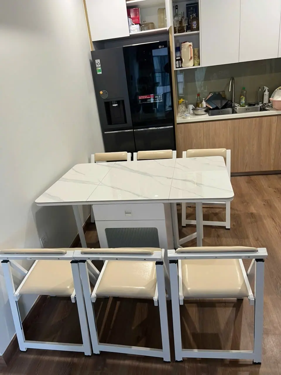 Bàn ăn thông minh 4 ghế gấp gọn mặt đá ceramic - SP2984 6 Bàn ăn thông minh 4 ghế gấp gọn mặt đá ceramic - SP2984 - Ảnh 6