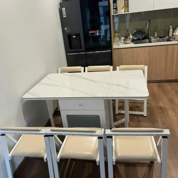 Bàn ăn thông minh 4 ghế gấp gọn mặt đá ceramic - SP2984 24 ban an thong minh 4 ghe gap gon mat da ceramic sp2984 21