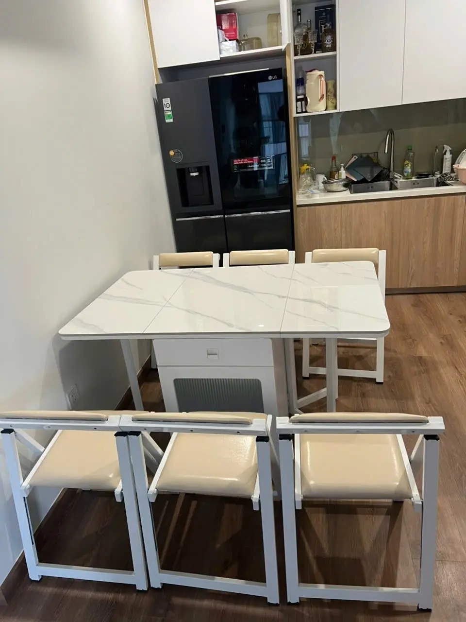 Bàn ăn thông minh 4 ghế gấp gọn mặt đá ceramic - SP2984 5 Bàn ăn thông minh 4 ghế gấp gọn mặt đá ceramic - SP2984 - Ảnh 5