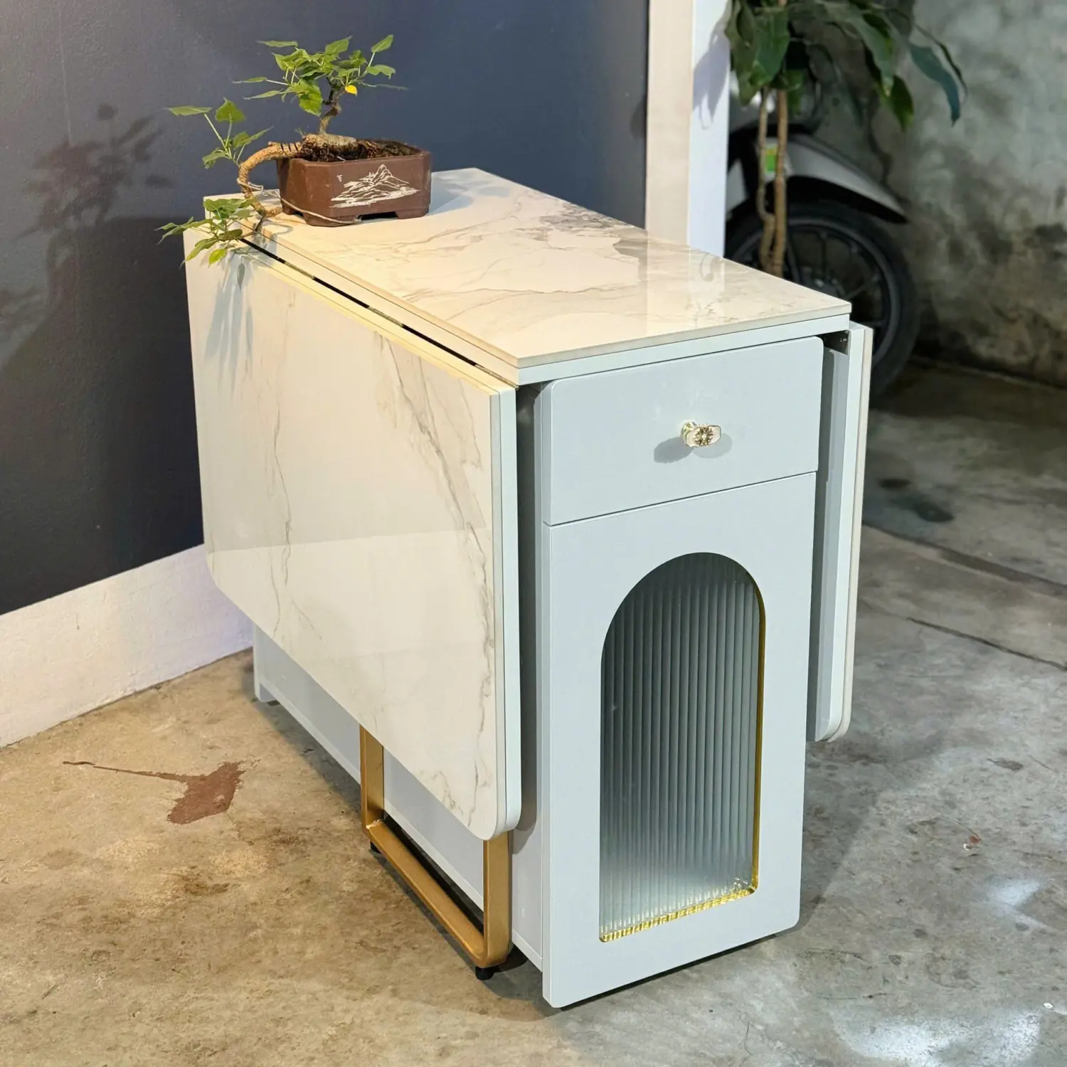 Bàn ăn thông minh 4 ghế gấp gọn mặt đá ceramic - SP2984 12 Bàn ăn thông minh 4 ghế gấp gọn mặt đá ceramic - SP2984 - Ảnh 12