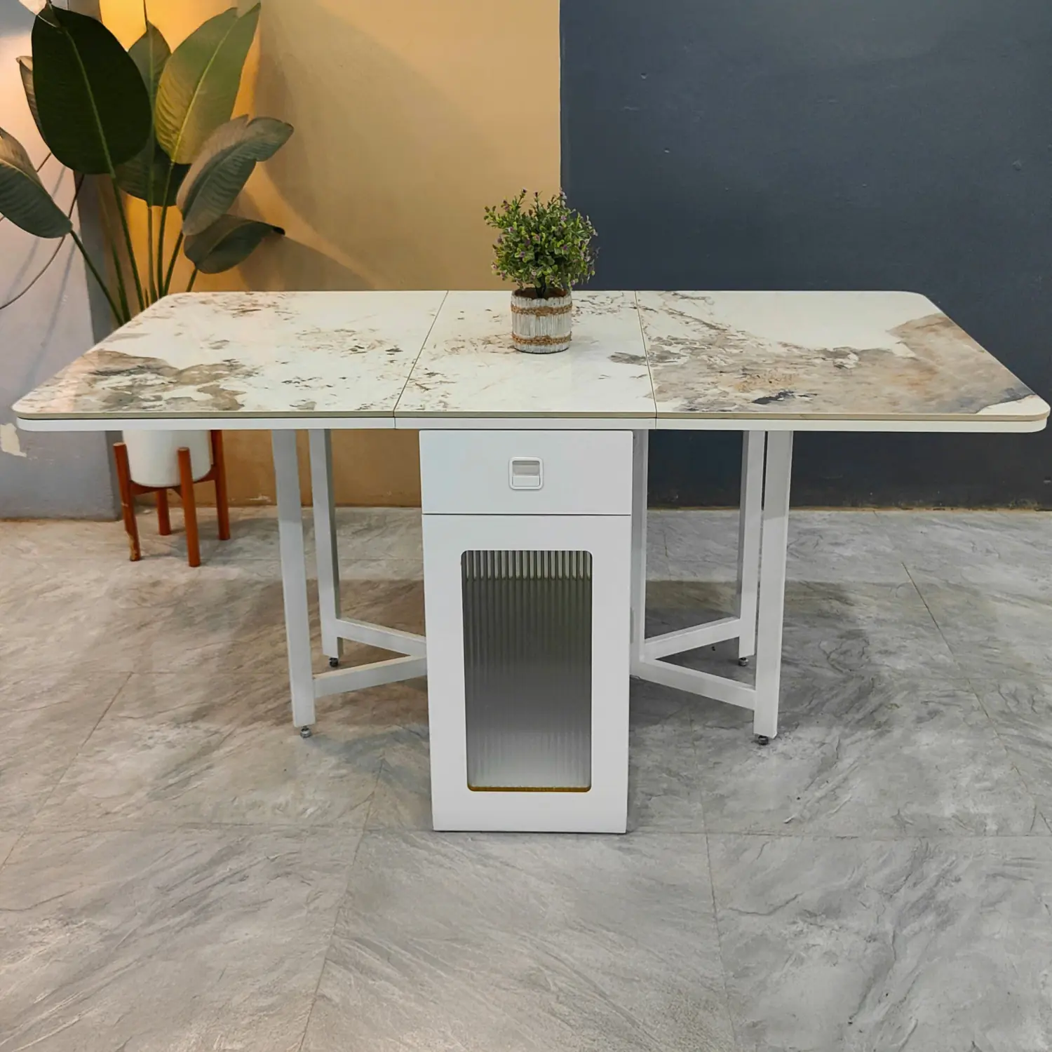 Bàn ăn thông minh 4 ghế gấp gọn mặt đá ceramic - SP2984 14 Bàn ăn thông minh 4 ghế gấp gọn mặt đá ceramic - SP2984 - Ảnh 14