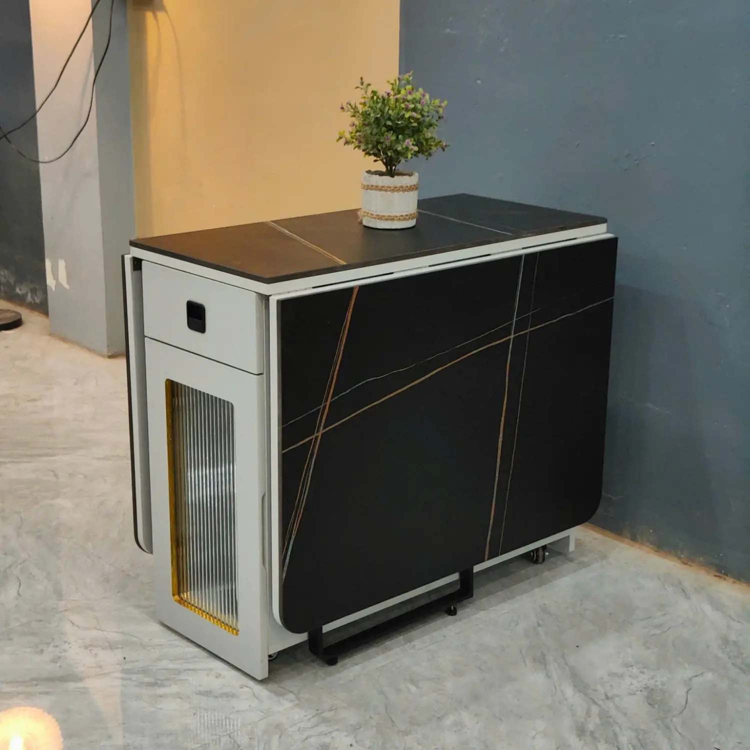 Bàn ăn thông minh 4 ghế gấp gọn mặt đá ceramic - SP2984 3 Bàn ăn thông minh 4 ghế gấp gọn mặt đá ceramic - SP2984 - Ảnh 3