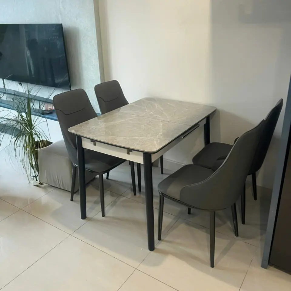 Bộ bàn ăn 4 ghế mặt đá ceramic thông minh, ghế bọc da cao cấp hiện đại - SP2947 29 bo ban an 4 ghe mat da ceramic thong minh ghe boc da cao cap hien dai sp2947 1
