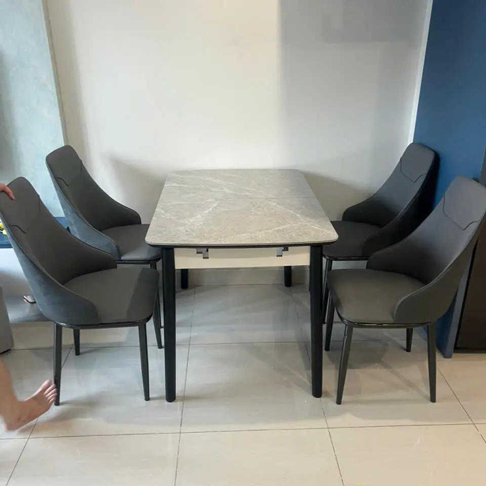 Bộ bàn ăn 4 ghế mặt đá ceramic thông minh, ghế bọc da cao cấp hiện đại - SP2947 28 bo ban an 4 ghe mat da ceramic thong minh ghe boc da cao cap hien dai sp2947 2