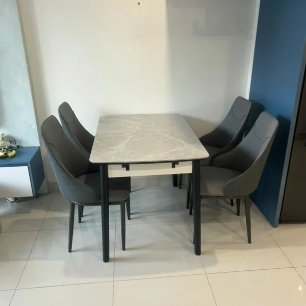 Bộ bàn ăn 4 ghế mặt đá ceramic thông minh, ghế bọc da cao cấp hiện đại - SP2947 21 bo ban an 4 ghe mat da ceramic thong minh ghe boc da cao cap hien dai sp2947