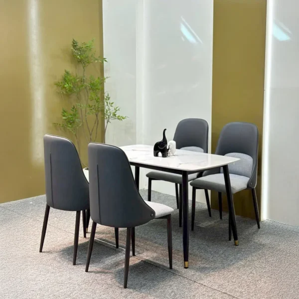 Bàn ăn 4 ghế mặt đá ceramic, ghế da nhập khẩu cao cấp - SP6863
