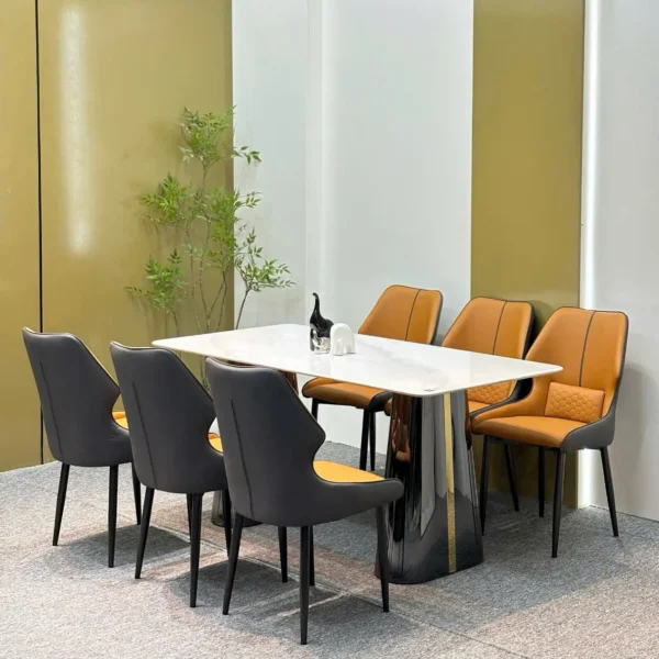 Bộ bàn ăn mặt đá cao cấp, ghế da nhập khẩu - SP6971