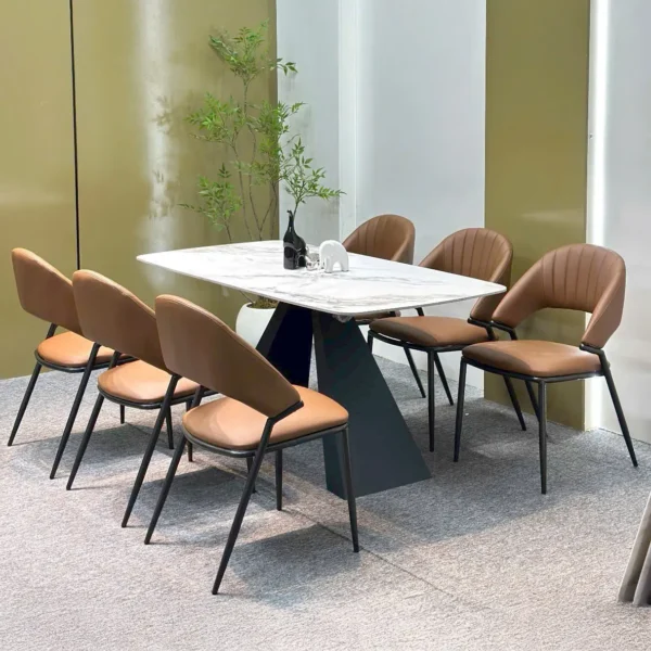 Bộ bàn ăn mặt đá cao cấp, ghế da nhập khẩu - SP6996