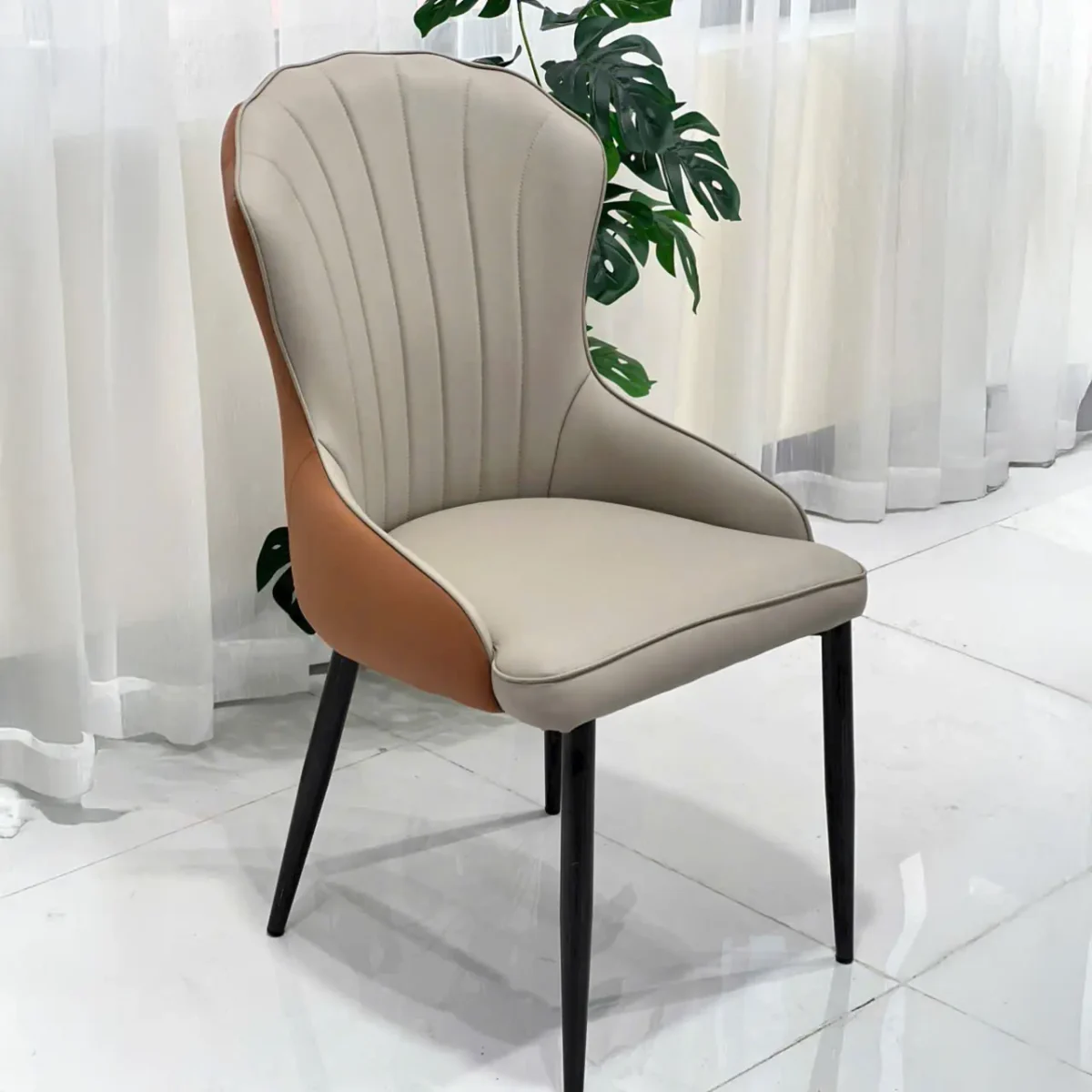 Ghế ăn bọc da cao cấp, tựa lưng hình vỏ sò độc đáo - Ảnh 5