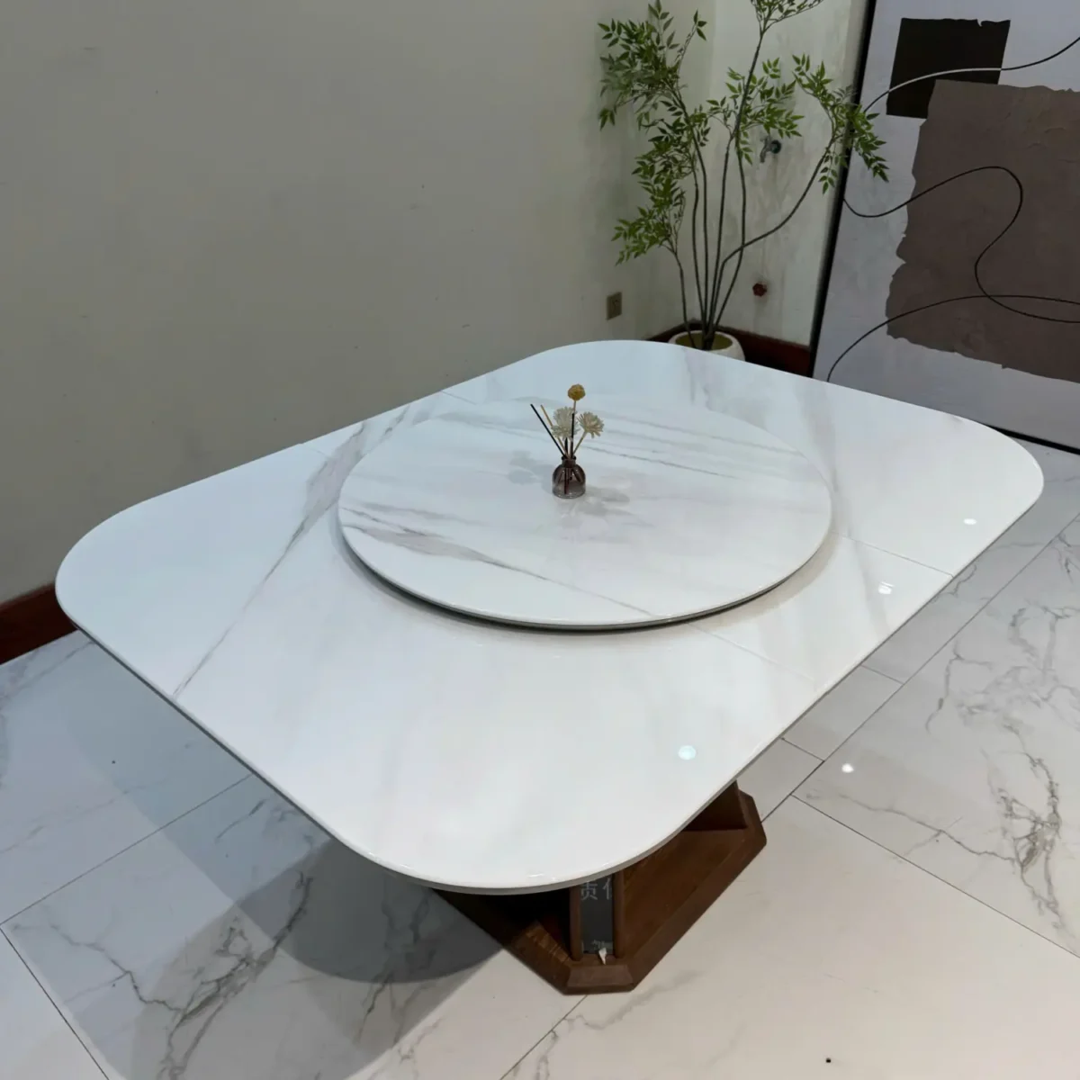 Bàn ăn thông minh 2 tầng, mặt đá vi tinh thể chân gỗ cao cấp - SP8493 - Ảnh 2
