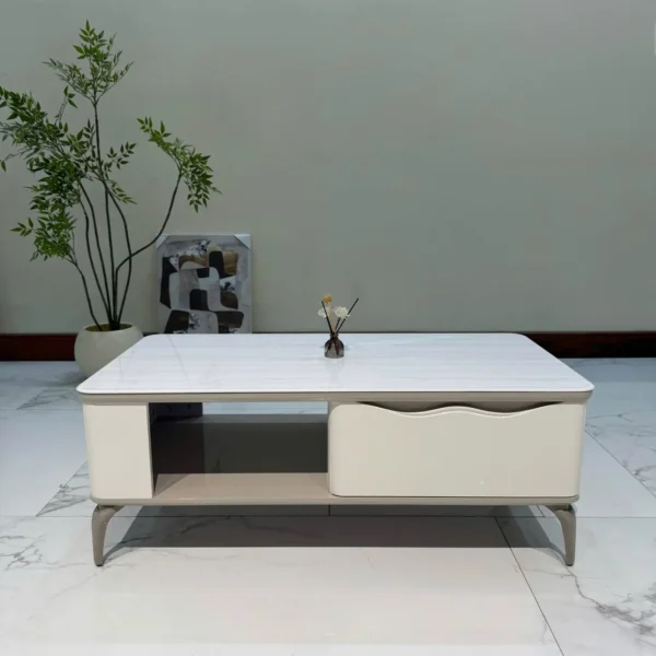 Bàn trà chữ nhật mặt đá có ngăn kéo nhập khẩu - SP7764