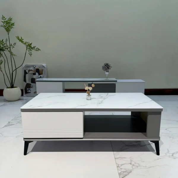 Bàn trà chữ nhật mặt đá, có ngăn kéo nhập khẩu - SP7775