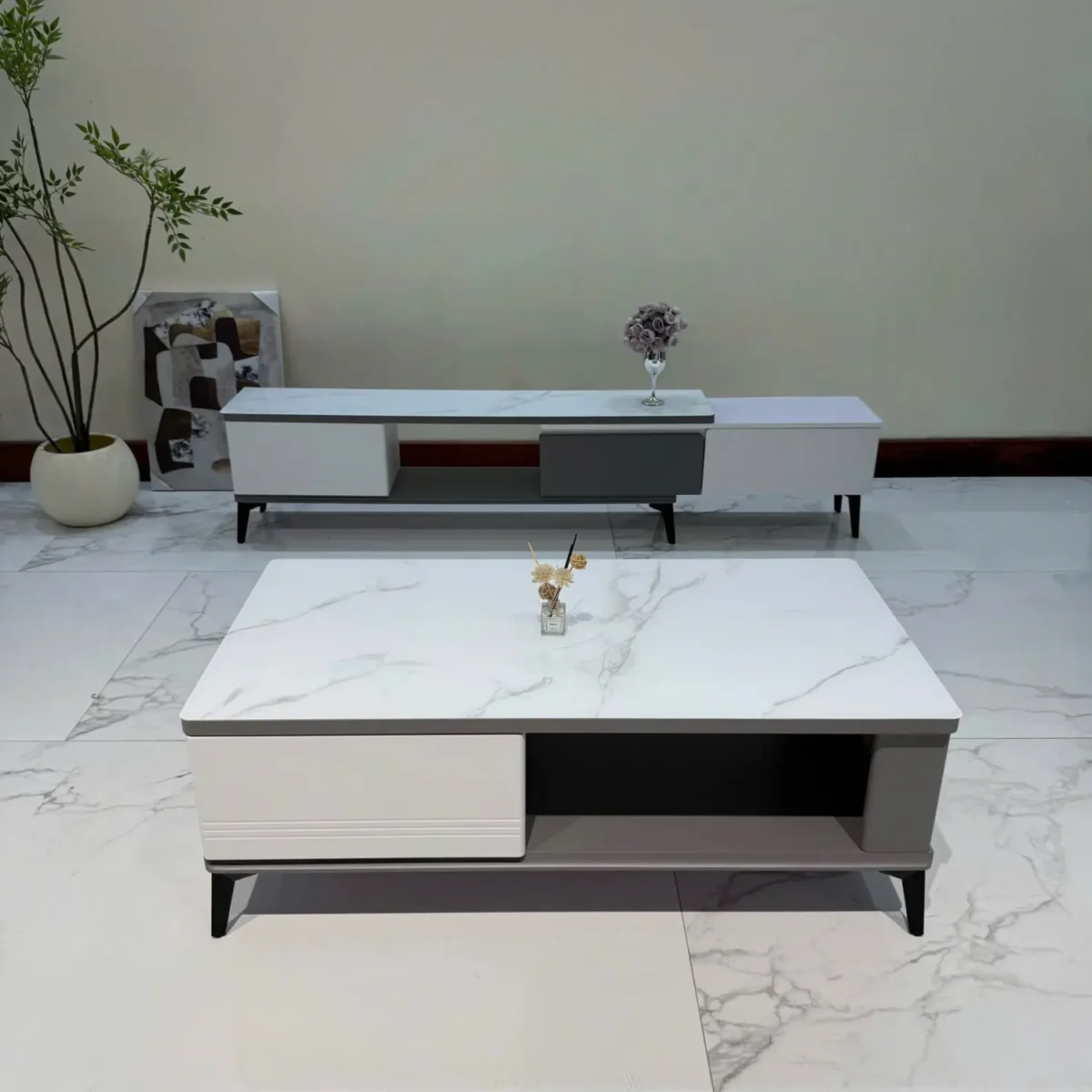 Bàn trà chữ nhật mặt đá, có ngăn kéo nhập khẩu - SP7775 - Ảnh 4