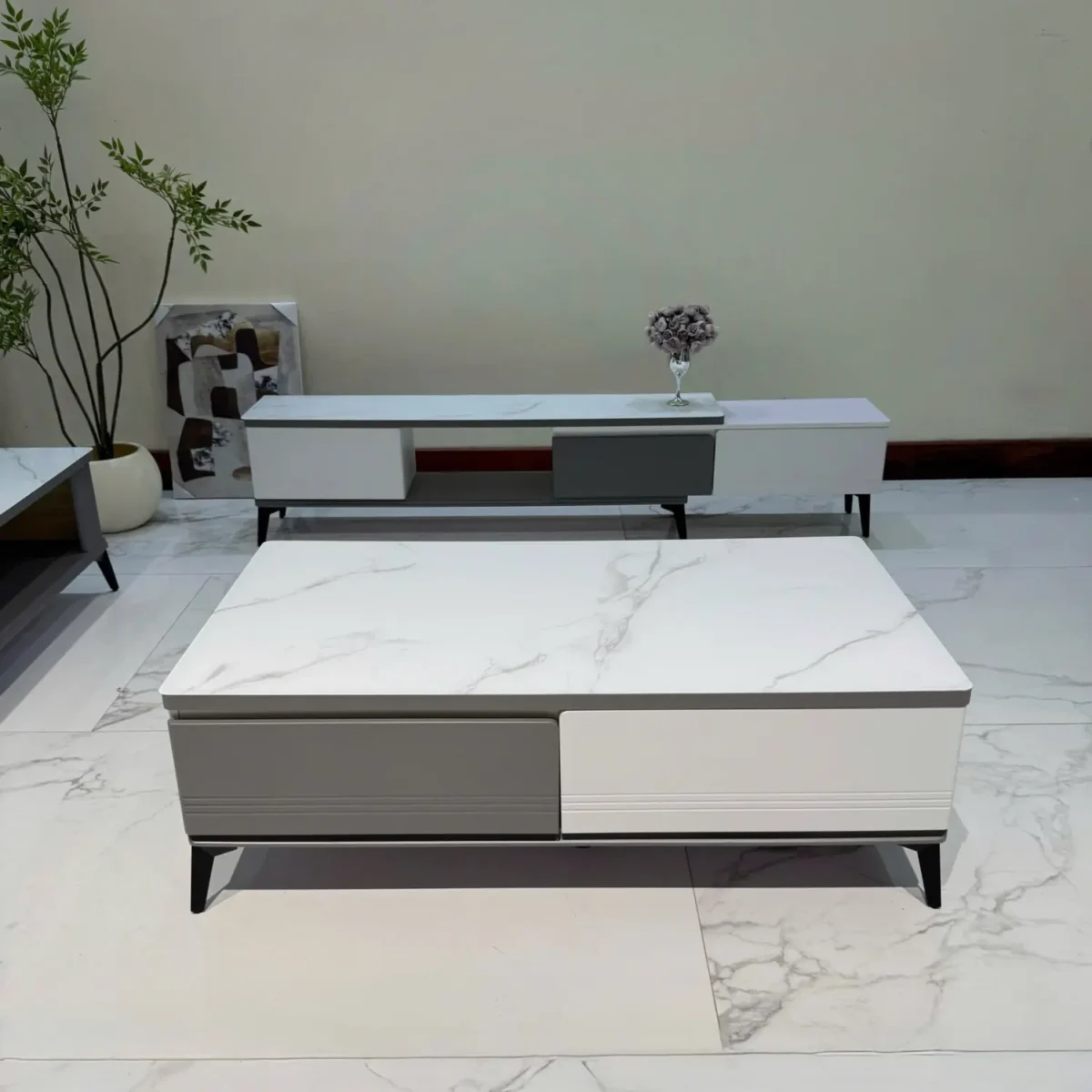 Bàn trà chữ nhật mặt đá, có ngăn kéo nhập khẩu - SP7775 - Ảnh 3