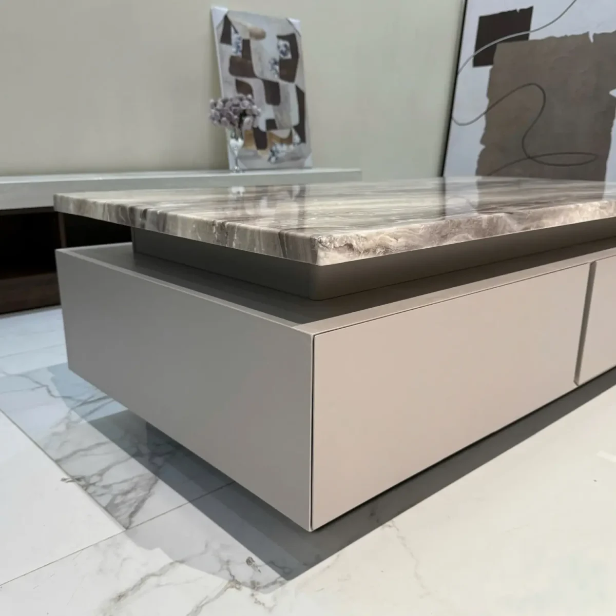Bàn trà chữ nhật mặt đá, có ngăn kéo sang trọng nhập khẩu - SP7846 - Ảnh 5