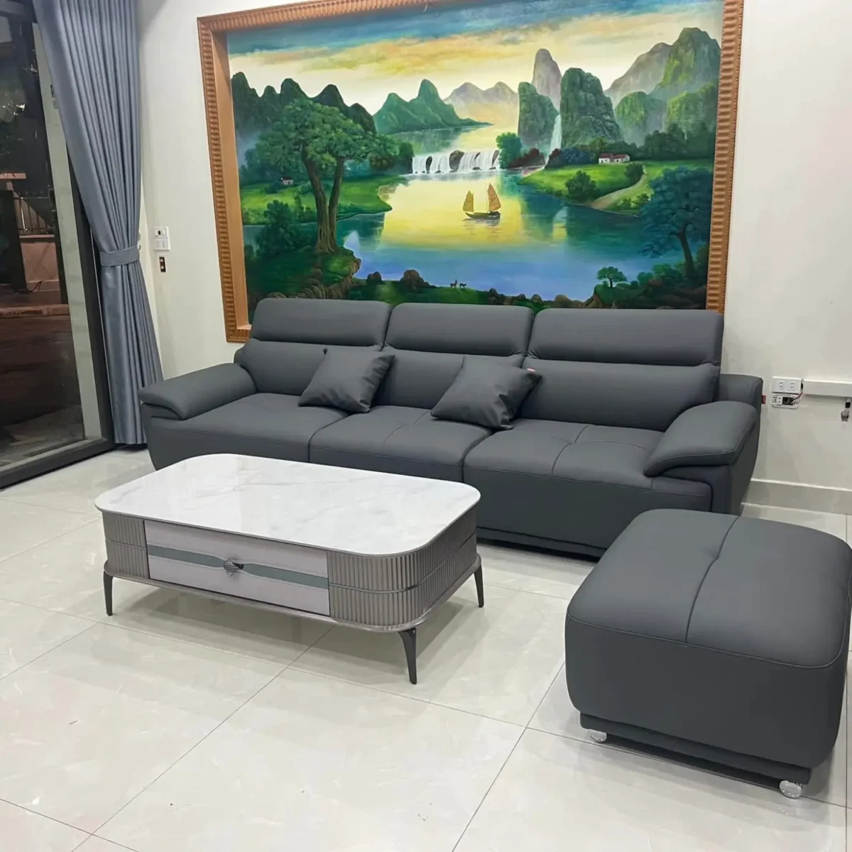 Bàn trà chữ nhật mặt đá trắng, kèm ngăn kéo tiện dụng nhập khẩu - SP8042 - Ảnh 3