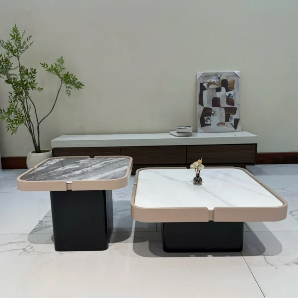 Bàn trà đôi mặt đá có ngăn kéo sang trọng nhập khẩu - SP7813