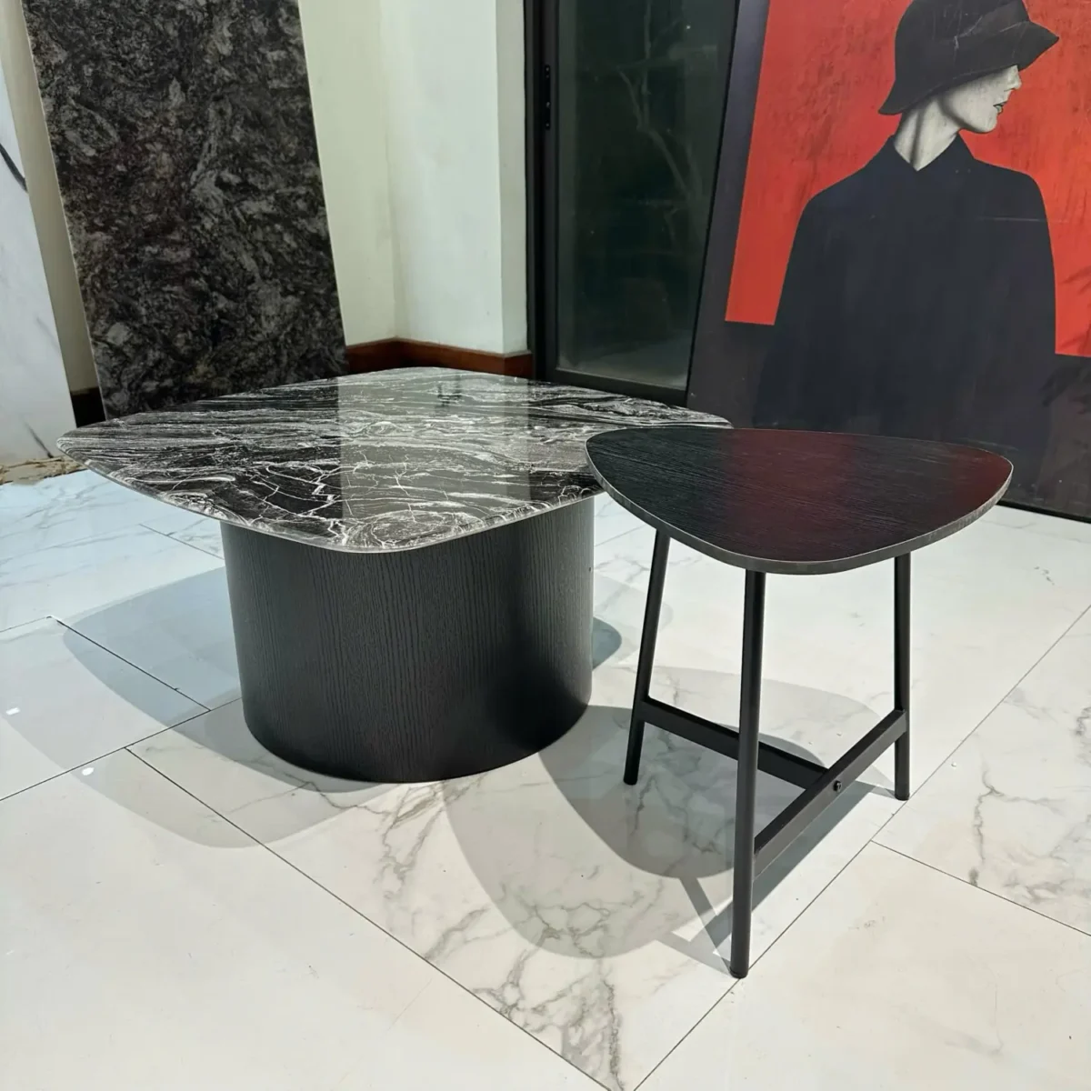 Bàn trà đôi mặt đá , dáng vuông bo góc hiện đại nhập khẩu cao cấp - SP8014 - Ảnh 4