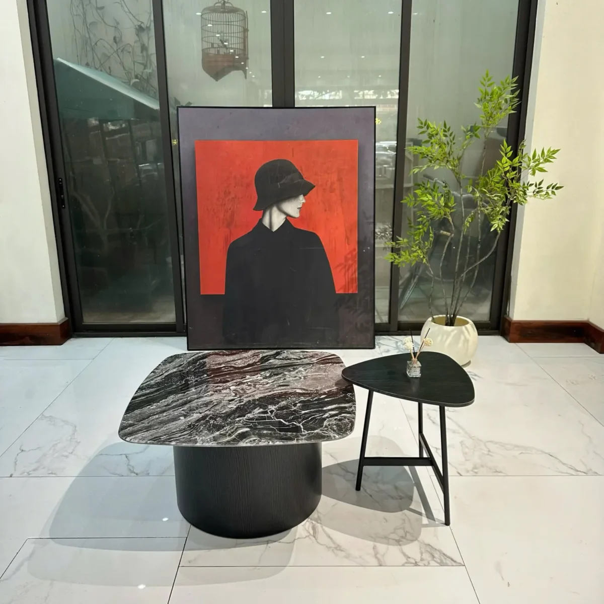 Bàn trà đôi mặt đá , dáng vuông bo góc hiện đại nhập khẩu cao cấp - SP8014 - Ảnh 5