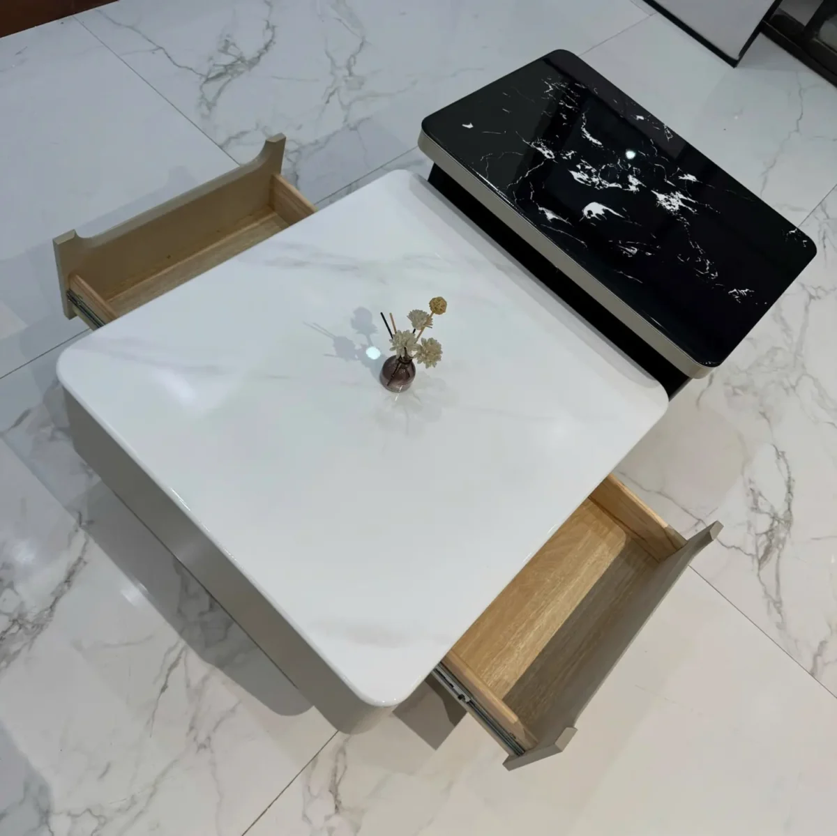 Bàn trà đôi mặt đá vuông cao cấp nhập khẩu - SP7788 - Ảnh 3