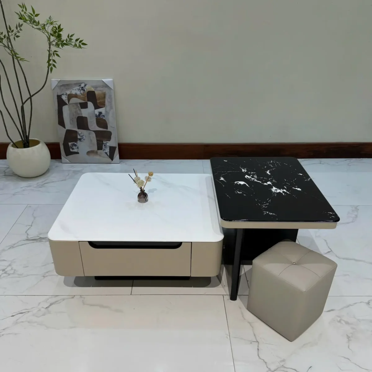 Bàn trà đôi mặt đá vuông cao cấp nhập khẩu - SP7788 - Ảnh 5