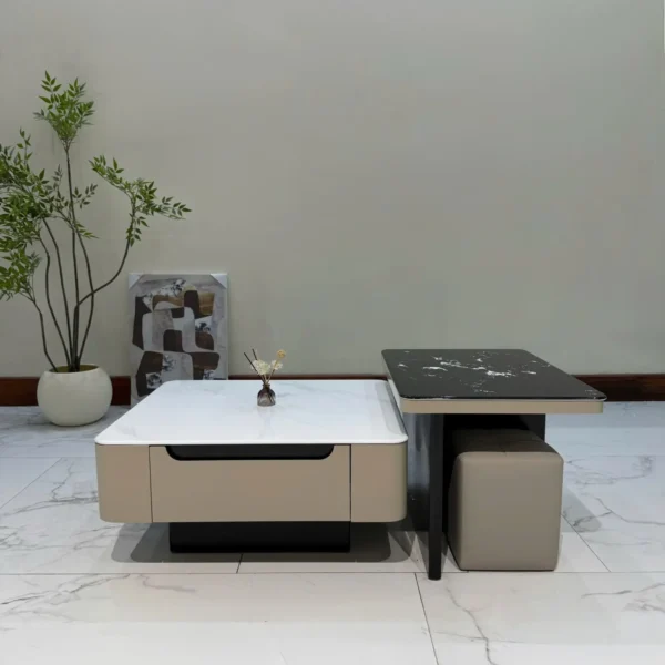 Bàn trà đôi mặt đá vuông cao cấp nhập khẩu - SP7788