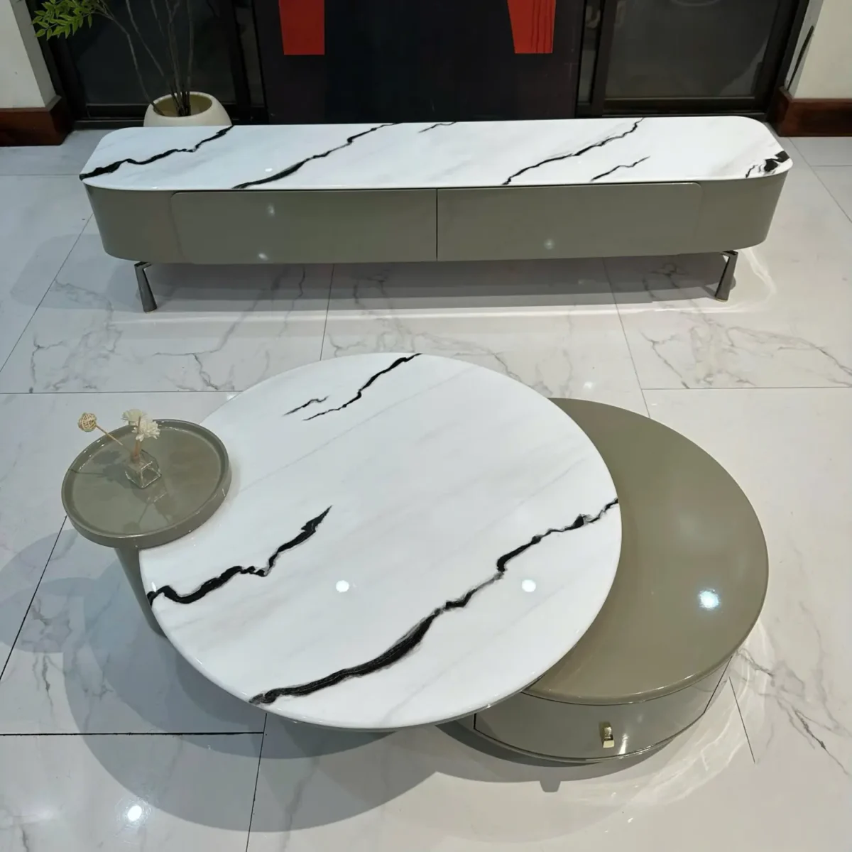 Bàn trà đôi tròn mặt đá hiện đại nhập khẩu - SP8049 - Ảnh 3
