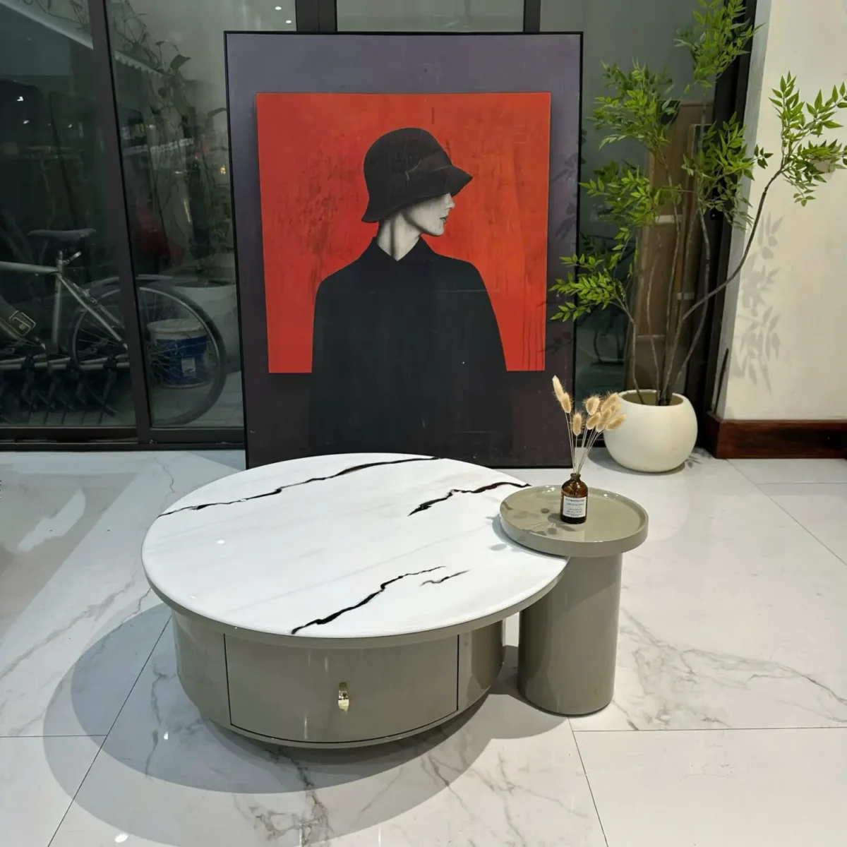 Bàn trà đôi tròn mặt đá hiện đại nhập khẩu - SP8049 - Ảnh 5