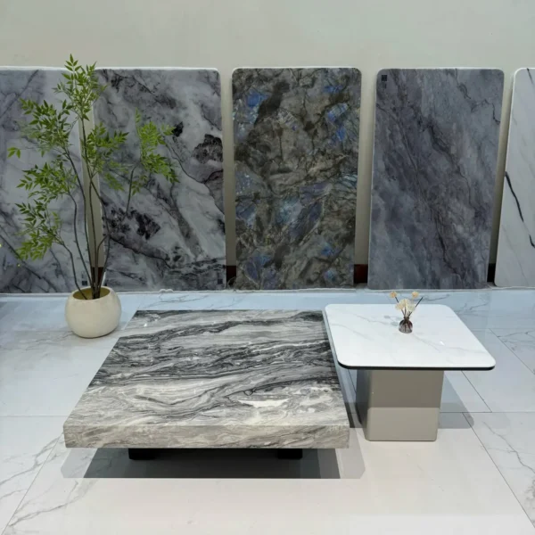 Bàn trà đôi vuông mặt đá mix màu nhập khẩu - SP7923