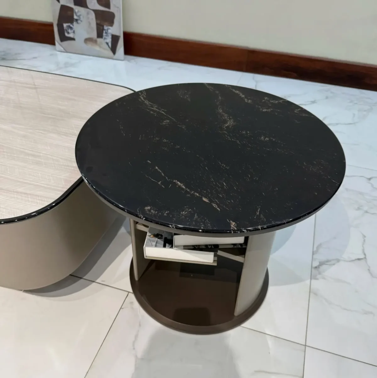 Bàn trà mặt đá nhập khẩu cao cấp kết hợp kệ sách - SP7754 - Ảnh 4