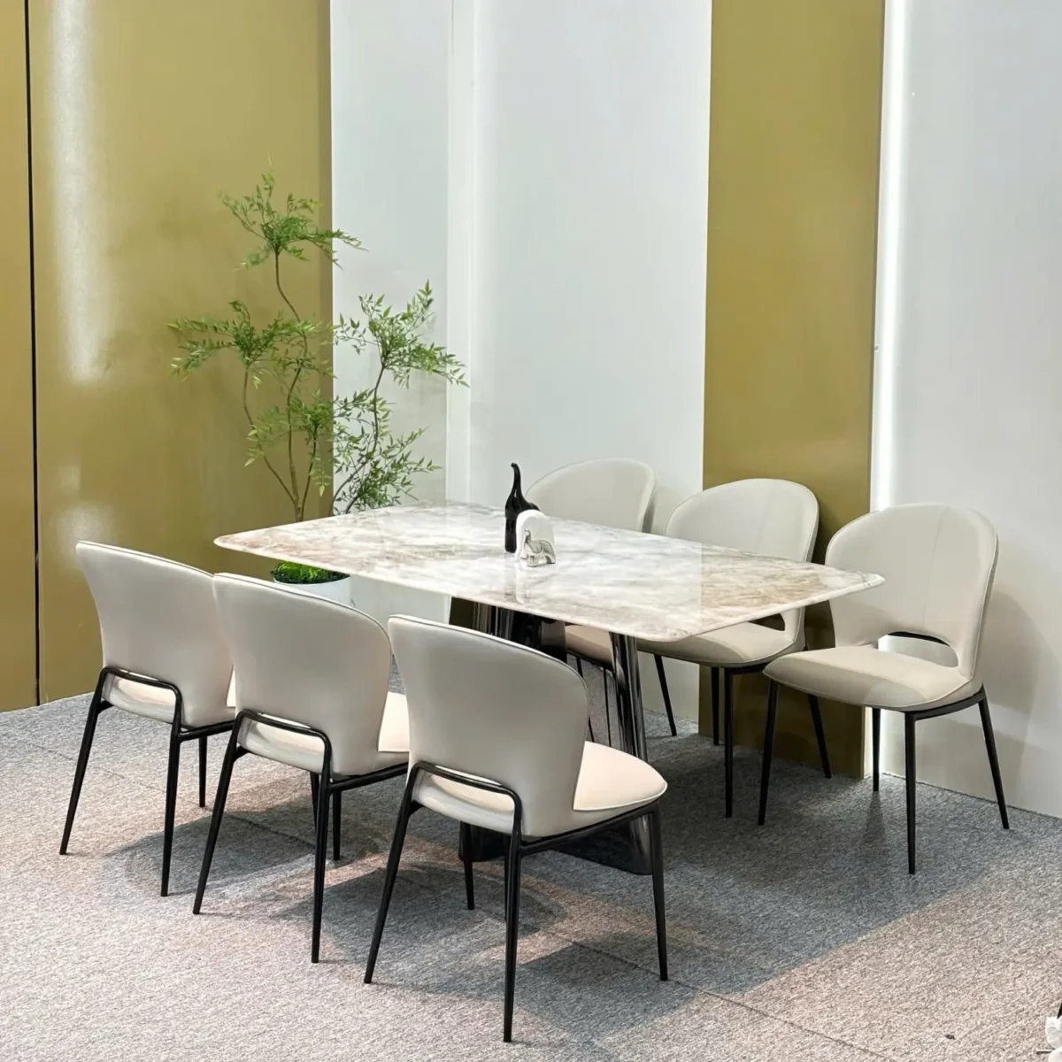 Bộ bàn ăn mặt đá cao cấp, ghế ăn bọc da nhập khẩu - SP8192 - Ảnh 2