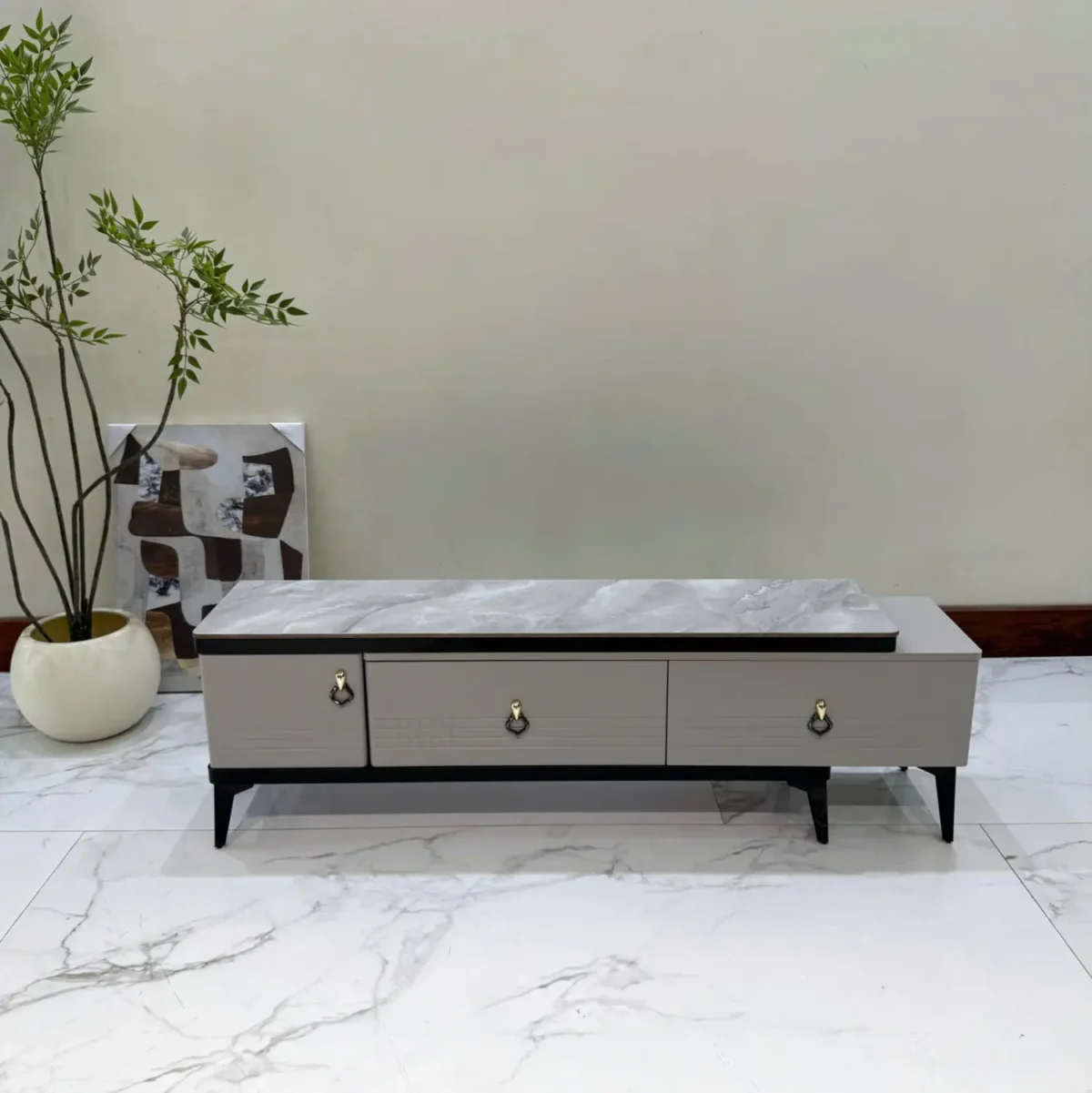 Bộ tủ kệ tivi, bàn trà mặt đá có ngăn kéo nhập khẩu - SP8326 - Ảnh 5