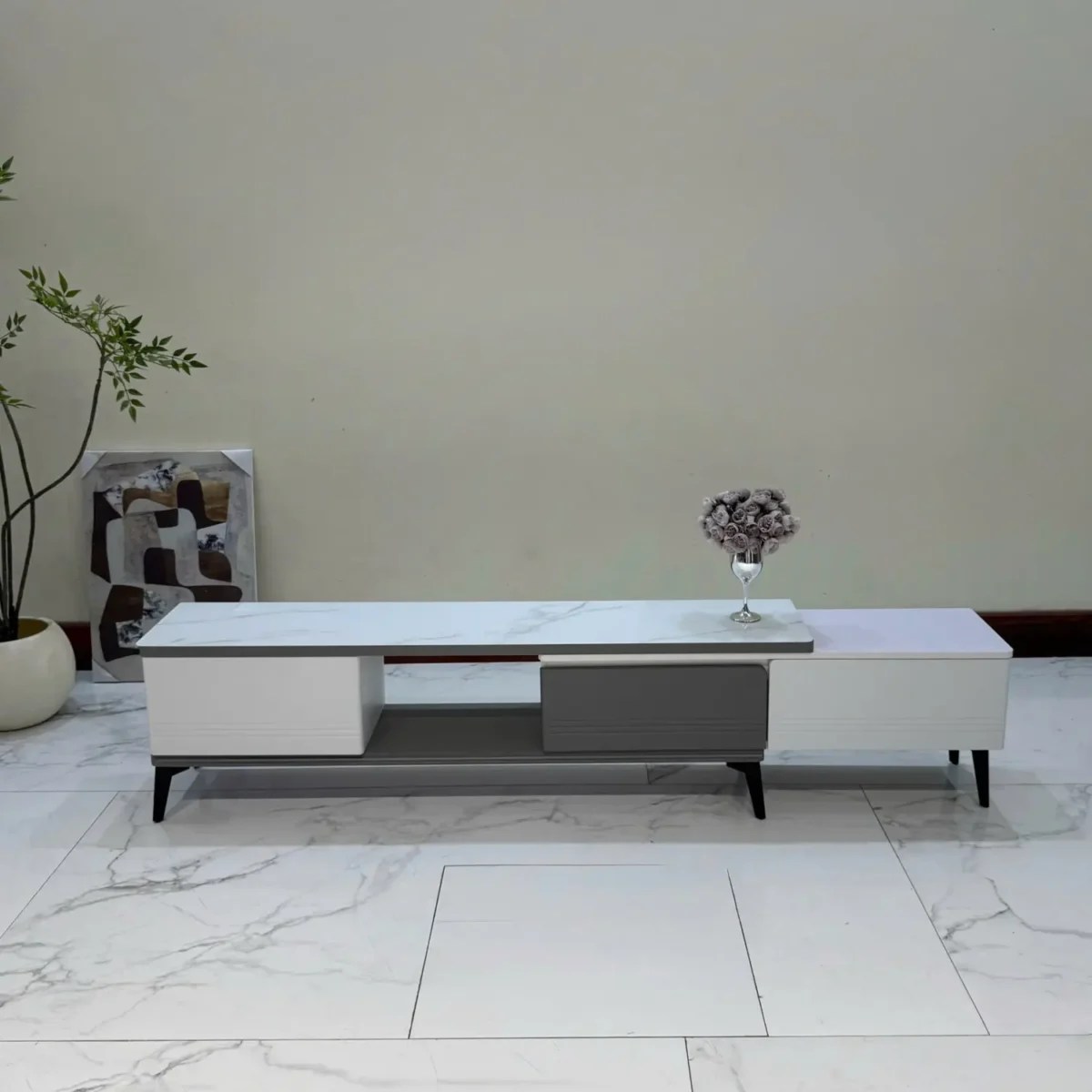 Bộ tủ kệ tivi, bàn trà mặt đá nhập khẩu - SP8314 - Ảnh 4