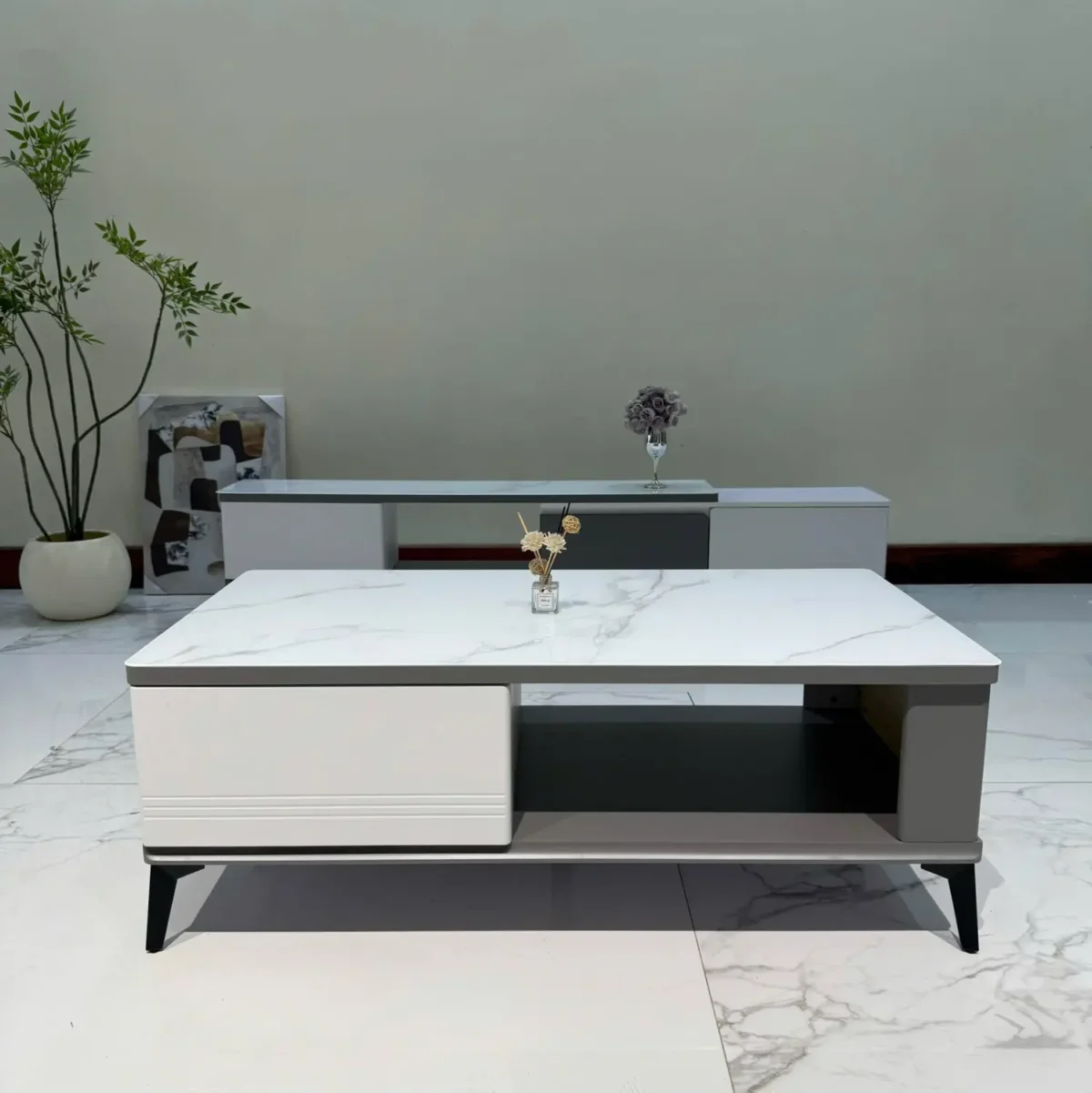 Bộ tủ kệ tivi, bàn trà mặt đá nhập khẩu - SP8314 - Ảnh 3