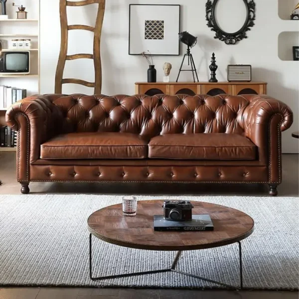 Ghế sofa văng bọc da phong cách cổ điển sang trọng - SP8848