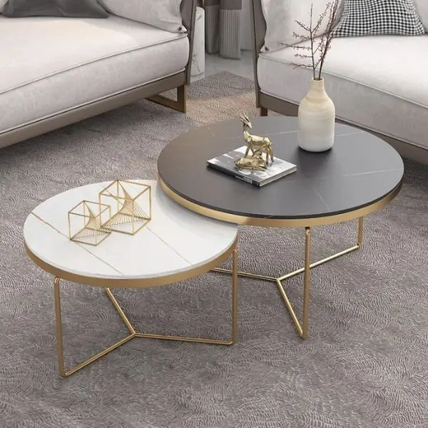 Bàn trà đôi mặt đá ceramic hiện đại - SP9771