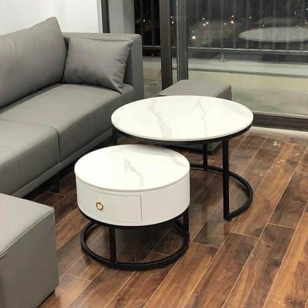 bàn trà đôi ngăn kéo mặt đá hiện đại - SP9742