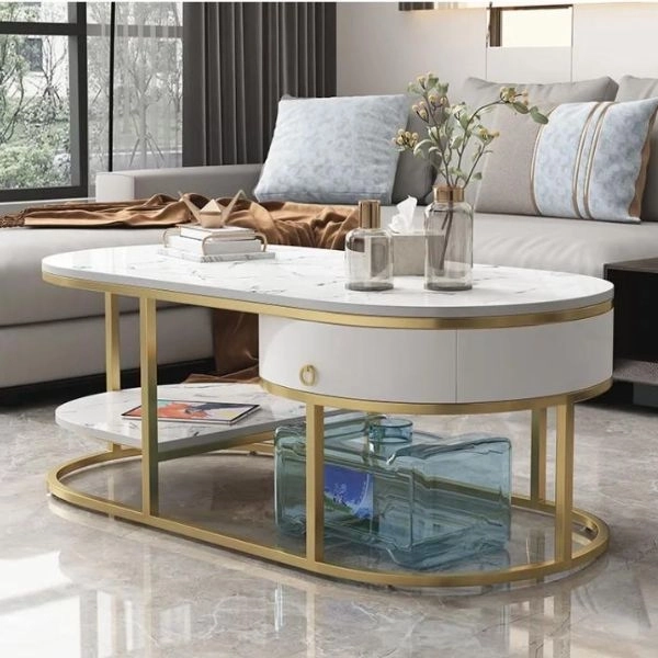 Bàn trà elip có ngắn kéo hiện đại cao cấp - SP9517