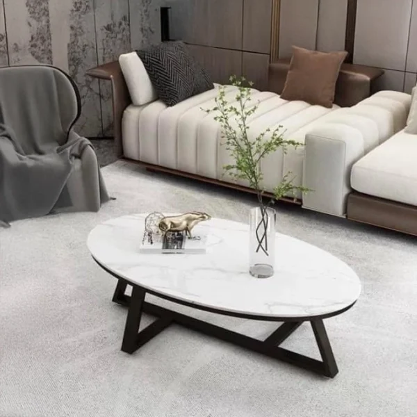 Bàn trà mặt đá elip hiện đại - SP9619