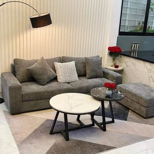 bàn trà tròn đôi mặt đá hiện đại - SP9762