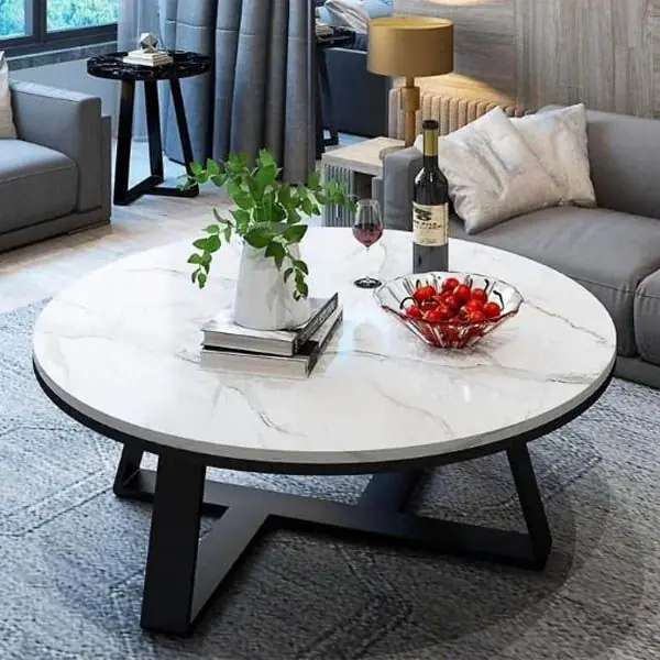 Bàn trà tròn mặt đá hiện đại cao cấp - SP9462