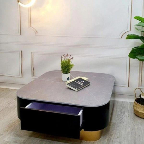 Bàn Trà Vuông Mặt Đá Ceramic Hiện Đại - SP9673
