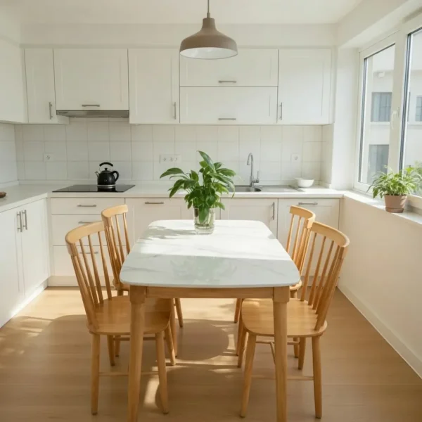 Bộ bàn ăn 4 ghế, mặt đá ceramic, gỗ cao su - SP9931 6 Bo Ban An 4 Ghe Mat Da Ceramic Go Cao Su Sp9931 4