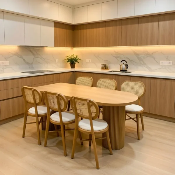 Bộ bàn ăn 6 ghế gỗ tự nhiên cao cấp - SP9822